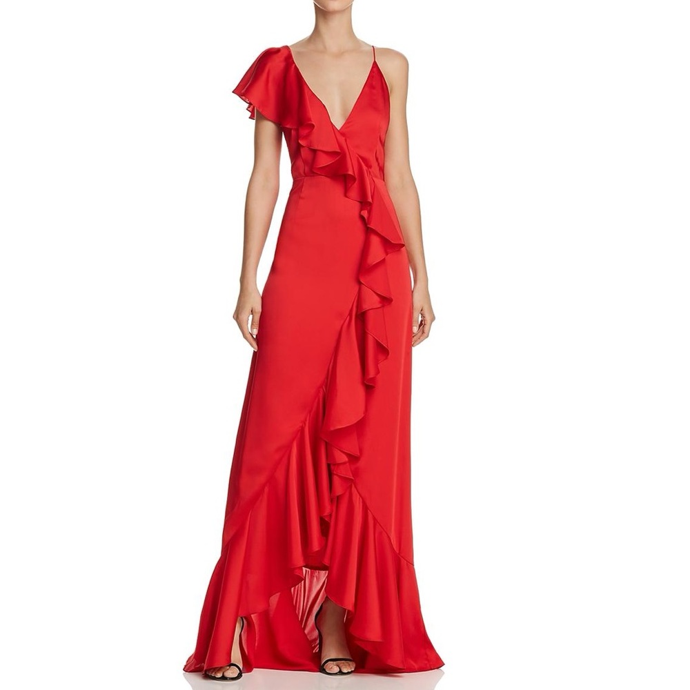 JILL by JILLSTUART Asymmetrical Ruffle Red Dress